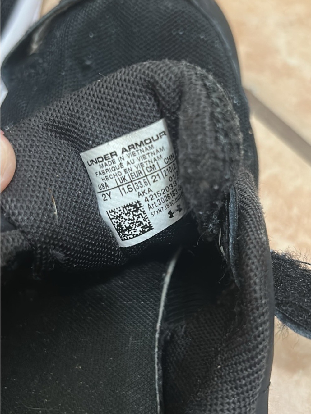 Under Armour Black Kids' Athletic Sneaker with Hook-and-Loop Strap